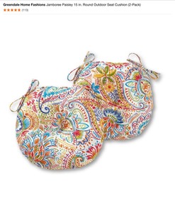 Greendale Home Fashions Jamboree Paisley 15 in. Round Outdoor Seat Cushion (2-Pack) & Two Throw Pillows. See Pictures