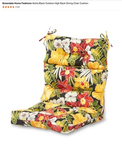 (2) Greendale Home Fashions Aloha Black Outdoor High Back Dining Chair Cushion. See Pictures