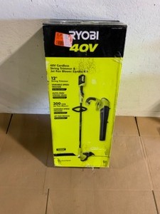 RYOBI 40V Cordless Battery String Trimmer and Jet Fan Blower Combo Kit (2-Tools) with 4.0 Ah Battery and Charger. See Pictures