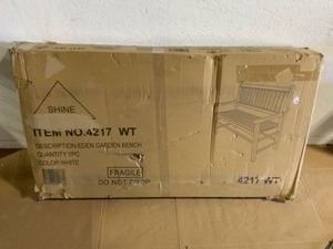 Shine Company 48 in. L White Wooden Outdoor Eden Garden Bench, Yard Patio Porch Wood Furniture. See Pictures