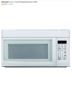 Unbranded 1.6 cu. ft. Over the Range Microwave in White. See Pictures