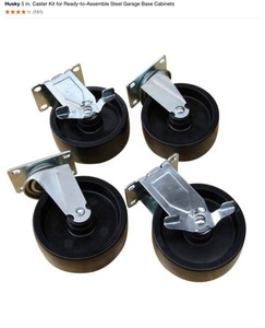 (2) Husky 5 in. Caster Kit for Ready-to-Assemble Steel Garage Base Cabinets. See Pictures