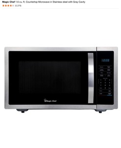 Magic Chef 1.6 cu. ft. Countertop Microwave in Stainless steel with Gray Cavity. See Pictures
