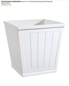 PRIVATE BRAND UNBRANDED Hanover 14 in. White Resin Beadboard Self-Watering Square Planter. See Pictures