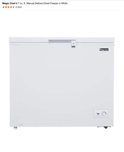 Magic Chef 8.7 cu. ft. Manual Defrost Chest Freezer in White. See Pictures