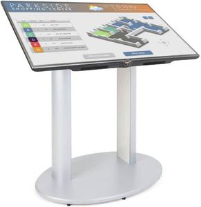 lot 15 image: New in Box  Displays 2 Go Angled Design Display  TV Floor Stand for 42-60 Monitor - Model DRMNTST