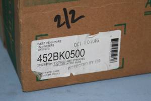 lot 132 image: West Penn 452BK0500 Reel  Spool  Box of 500 22AWG 2-Conductor Stranded Shielded Pro Audio Cable - NEW