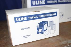 lot 136 image: Lot of New 4x6 Box of Industrial Thermal Transfer Labels AND Box of Transfer Ribbons