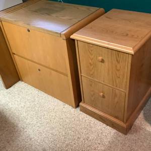 2 Small Wooden Filing Cabinets