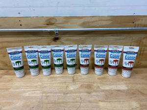 lot 114 image: MINWAX Lot of 9- Water Based Express Color Wiping Stain (5 Emerald and 4 Crimson) -6 oz each