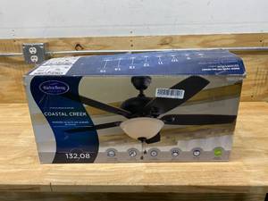 lot 119 image: HARBOR BREEZE Coastal Creek 52-in Bronze LED Indoor Downrod or Flush Mount Ceiling Fan with Light (5-Blade)