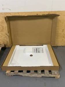 lot 55 image: DREAMLINE SlimLine 48 in. W x 32 in. D Single Threshold Shower Base in White