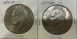 Two Eisenhower Dollars - 1977 P & D