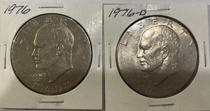 Two Eisenhower Dollars - 1976 P & D type 1