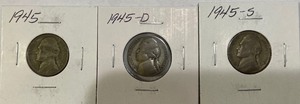 1945 Silver War Nickels - P, D, & S