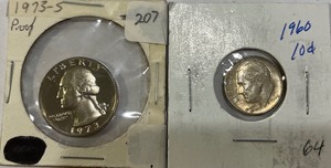 Two Different Coins - 1973-S Quarter & 1960 Dime