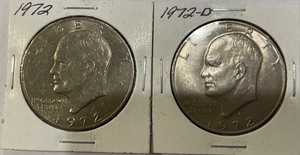 Two Eisenhower Dollars - 1972 P & D