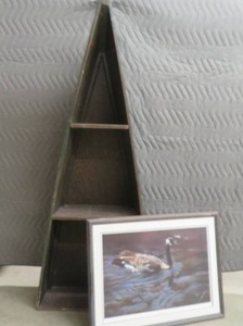 VINTAGE CANOE SHELF WITH DUCKS UNLIMITED FRAMED PIC