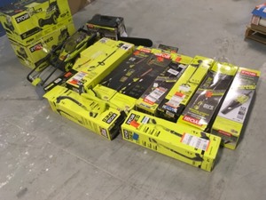 Mix Lot of assorted Ryobi Outdoor Tools - Includes Trimmers, Blowers, Chainsaws and Lawn Mowers - Review all pictures- Customer Returns