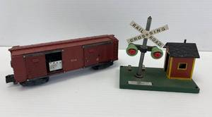 American Flyer Lines Post War 974 Box Car & Rail Crossing
