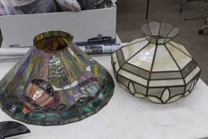lot 970 image: Lot of (2) Stained Glass Lamp Shades