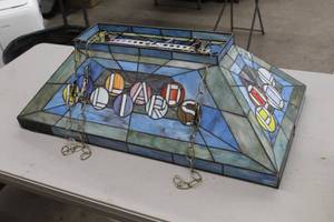lot 1035 image: Stained Glass Billiards Table Lamp