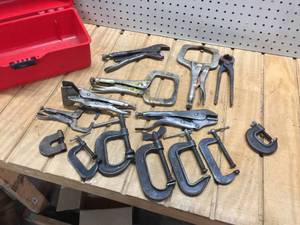 lot 128 image: Toolbox - Vice Grips - Clamps