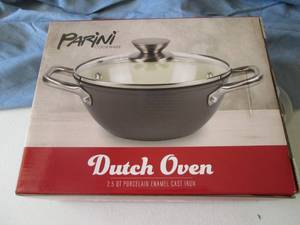 Parini 2.5qt Dutch oven porcelain e...