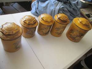 5pc vintage ceramic cannister set...