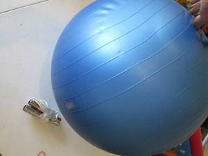 Vintage jump rope and exercise ball...