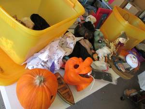 Halloween lot, 2 totes includes mas...