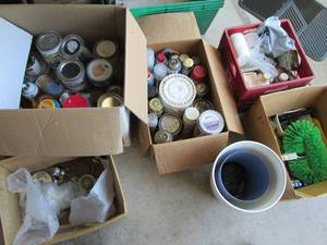 Misc garage lot includes paints, pr...