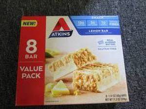 lot 292 image: 6 boxes of atkins lemon bars 8-1.41...
