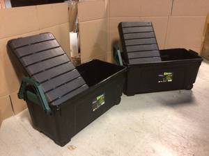 Lot of 2 169 qt. Remington Store-It-All Tote Storage Bin in Black by IRIS Cusotmer Returns See Pictures
