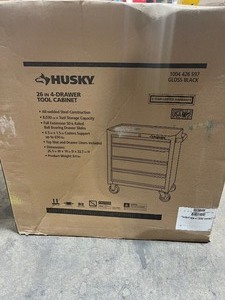 Husky 26.5 in. W x 18 in. D Standard Duty 4-Drawer Rolling Tool Cabinet in Gloss Black