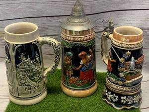 LOT OF 3 VINTAGE GERMAN STEINS