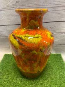 RETRO RED YELLOW DRIP GLAZED POTTERY 46745A