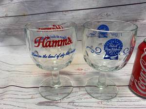 VINTAGE HAMS & PAPST BLUE RIBBON GLASSES