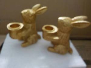 lot 410 image: Case of 24 Sets 2 Gold Bunny Candle...