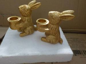 lot 412 image: Case of 24 Sets 2 Gold Bunny Candle...
