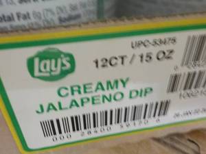 lot 525 image: 12 Pack Lays Jalapeno Dip...