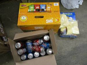 lot 34 image: Pop, Sun Chips and Cornbread Mix...