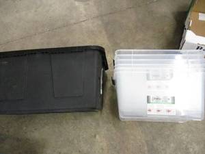 lot 36 image: Plastic Totes- slight Damage...