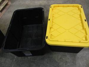 lot 130 image: 2 Storage Totes with One Lid- crack...
