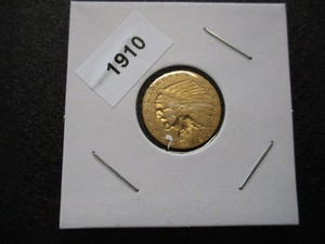 3. 1910-P (Philadelphia Mint) 2.50 Gold Indianhead Eagle Coin