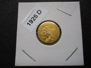 4. 1925-D (Denver Mint) 2.50 Gold Indianhead Eagle Coin