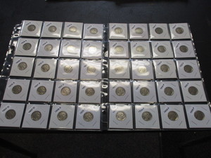 9. Full Roll (40) of Buffalo Nickels with multiple dates and mint marks. Carded and Labelled.