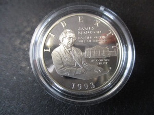 14. 1993-S James Madison Father of the Bill of Rights Silver Proof Half Dollar