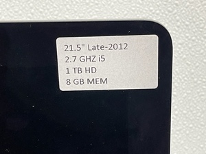 Late 2012 Apple 21.5 Desktop Computer