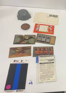 lot 28 image: Group Of Misc. Vintage Items Including Sewing Needles, Bell And More